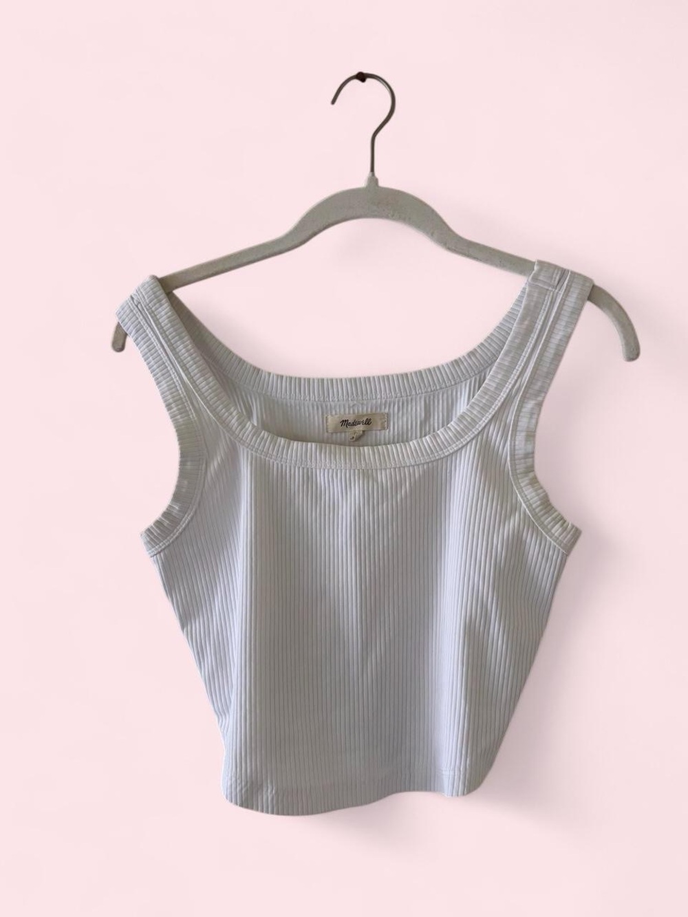 Madewell Ribbed Scoop Neck Crop Top - White